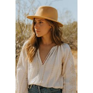 Goorin Bros Yellow 100% Wool Brim Fedora Hat  Women's Size Small